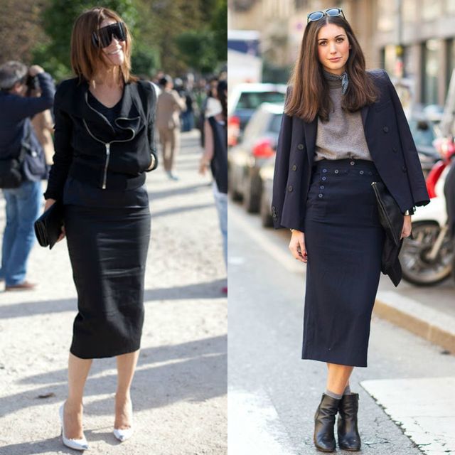 black long skirt outfit ideas