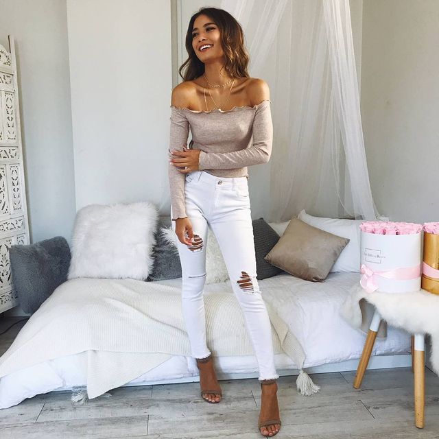 White jeans club outfit