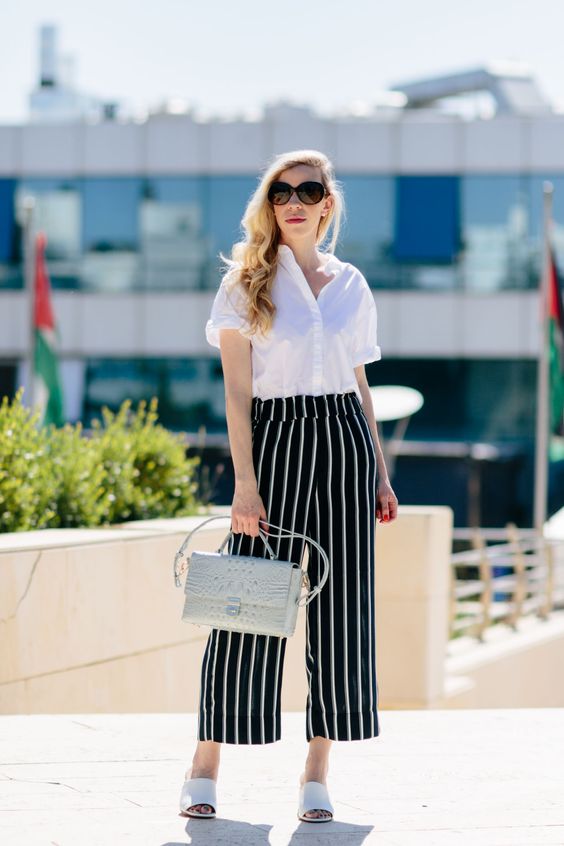 white culotte pants outfit