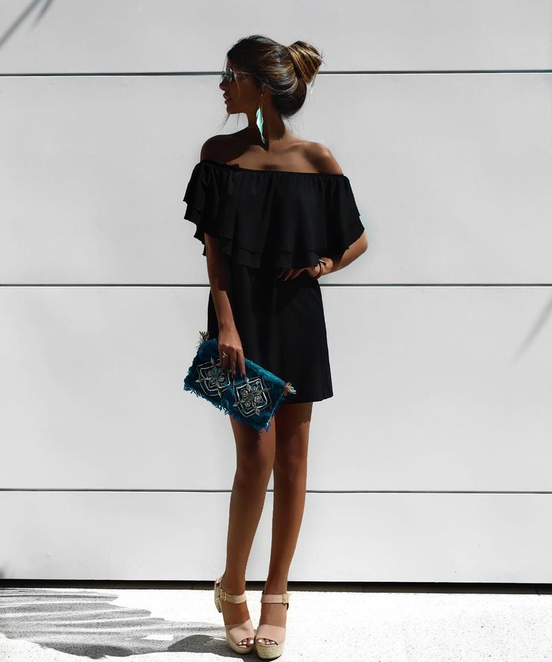 The off-shoulder LBD is the ultimate style choice for an effortless look at your next party