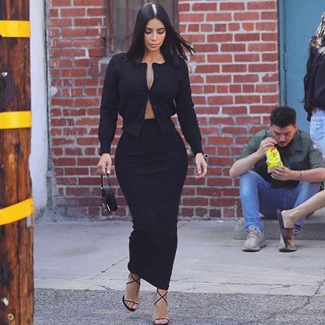Follow Kim Kardashian footsteps and nail down a similar black pencil skirt look