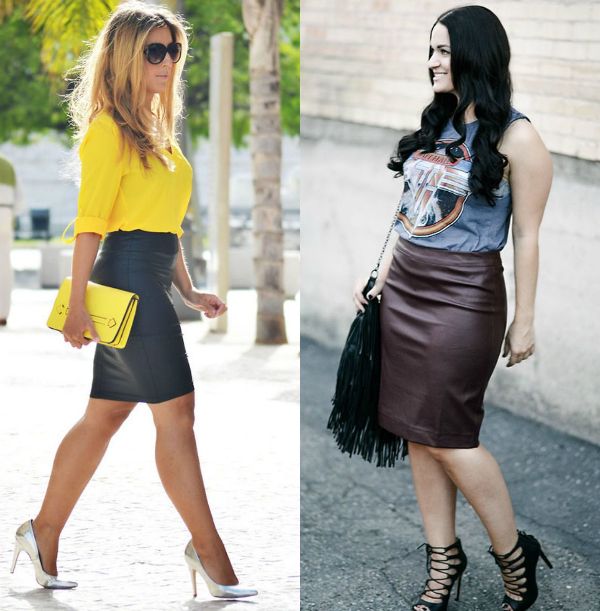 Leather pencil skirt outfits 