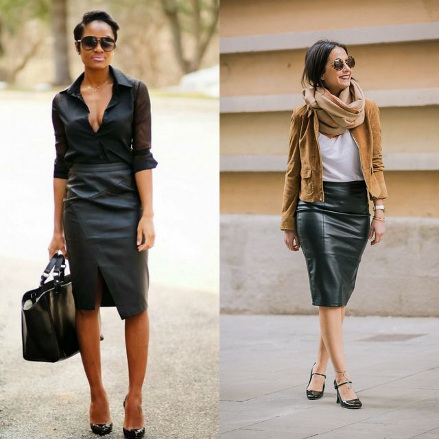 Leather skirt outfit ideas