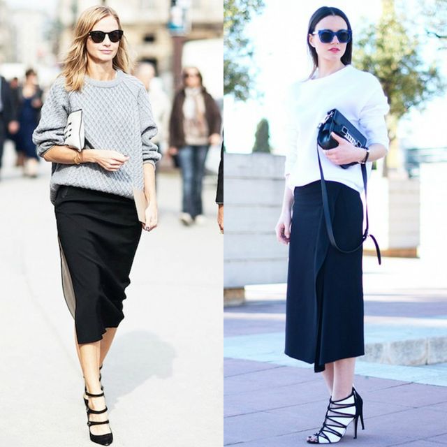 Long black pencil skirts outfits