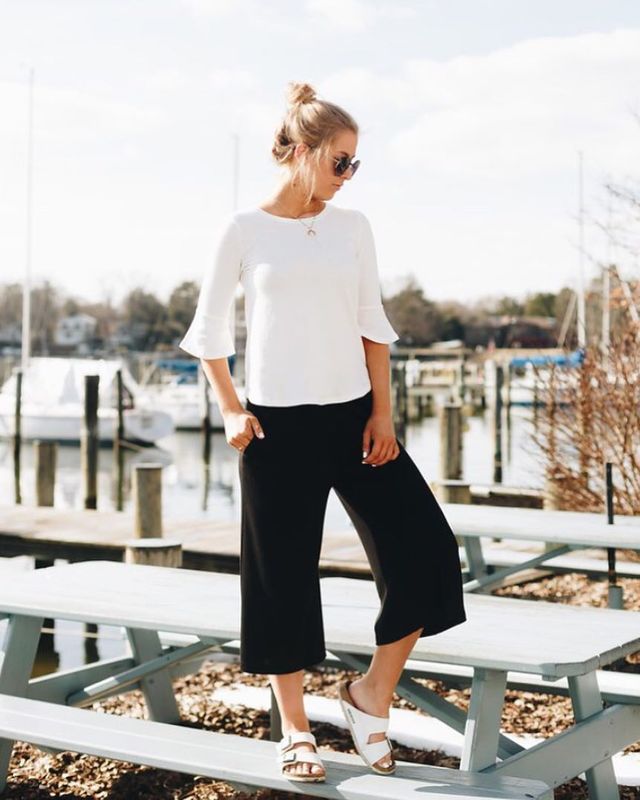 How to wear culottes pants with flats