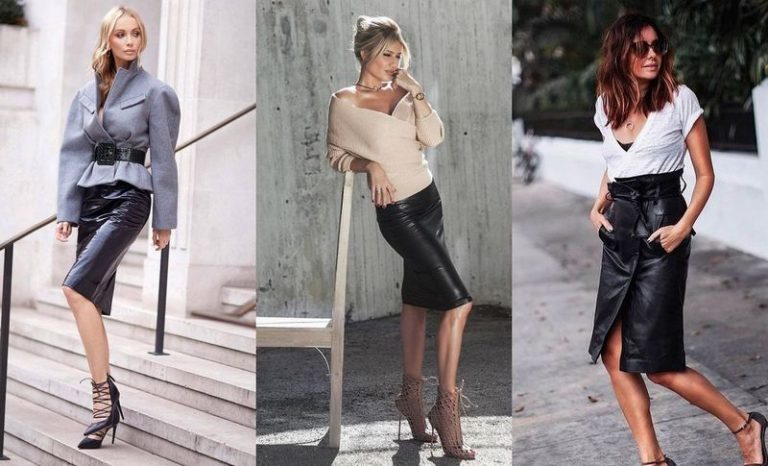 Black Leather Pencil Skirt Outfits