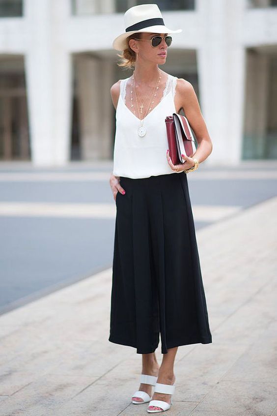 Black and white square pants outlet outfit